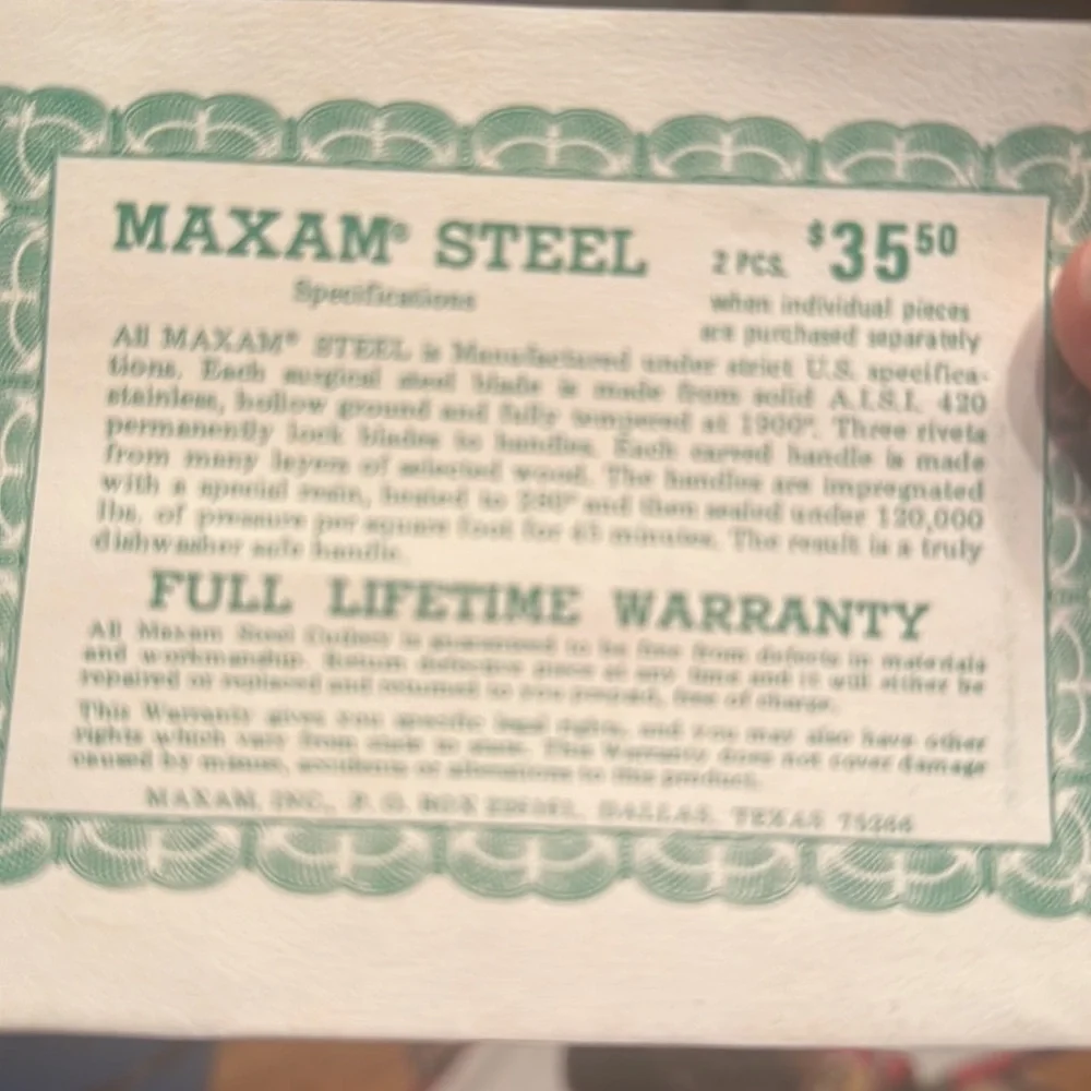 Maxam Steel vintage Japanese knife set